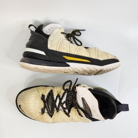 Nike LeBron XVIII 18 'Home' White Amarillo Black CQ9283-100 Men's Size 8.5 Shoes - Picture 3 of 16